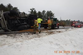 DIESEL FUEL SPILL CLOSES HIGHWAY