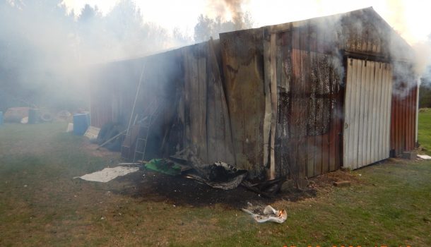 POLE SHED DAMAGED IN FIRE