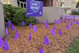 Flag display outside Government Center honors lost loved ones on Overdose Awareness Day
